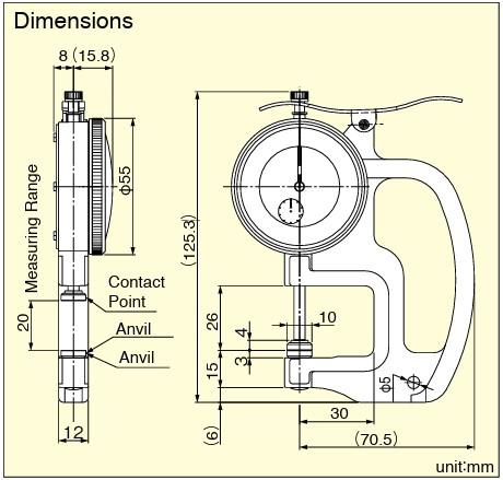 Teclock SM-112 เกจวัดความหนา Thickness Standard type 0-10 mm